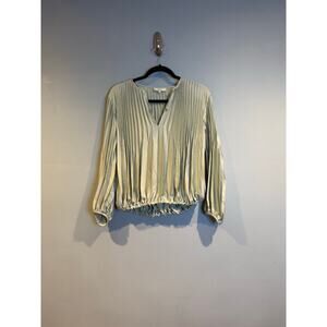 Vince Pleated Satin Blouson Top – XS